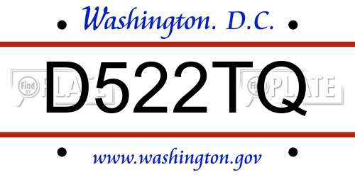 D522TQ District Of Columbia License Plate