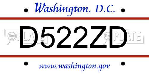 D522ZD District Of Columbia License Plate