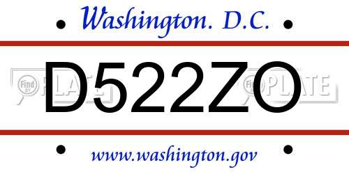 D522ZO District Of Columbia License Plate
