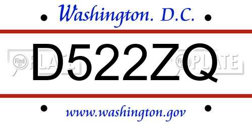 D522ZQ District Of Columbia License Plate