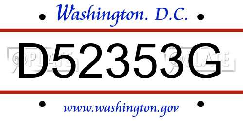 D52353G District Of Columbia License Plate
