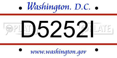 D5252I District Of Columbia License Plate