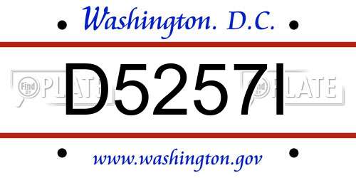 D5257I District Of Columbia License Plate