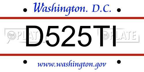 D525TI District Of Columbia License Plate