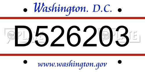 D526203 District Of Columbia License Plate