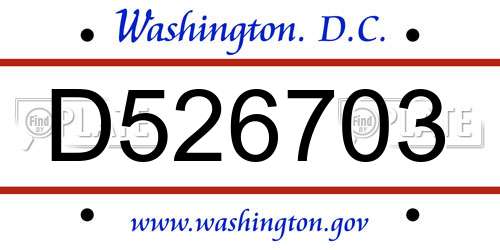 D526703 District Of Columbia License Plate