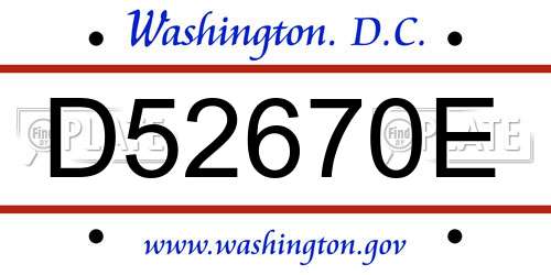 D52670E District Of Columbia License Plate