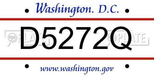 D5272Q District Of Columbia License Plate