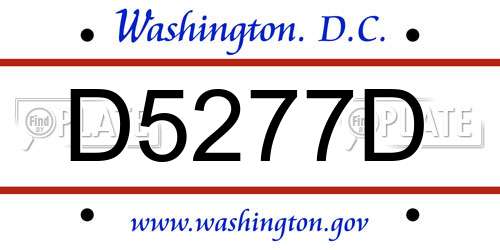 D5277D District Of Columbia License Plate