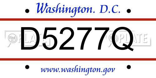 D5277Q District Of Columbia License Plate