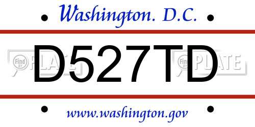 D527TD District Of Columbia License Plate