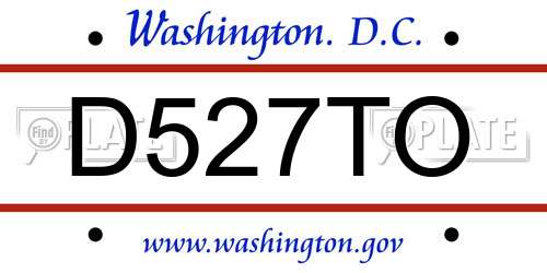 D527TO District Of Columbia License Plate