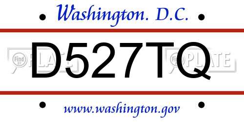 D527TQ District Of Columbia License Plate