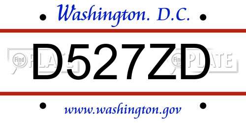 D527ZD District Of Columbia License Plate