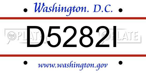 D5282I District Of Columbia License Plate