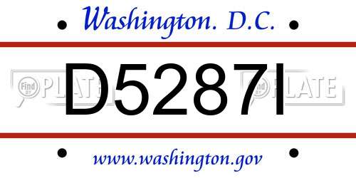 D5287I District Of Columbia License Plate