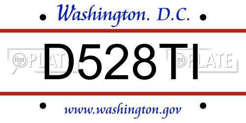 D528TI District Of Columbia License Plate