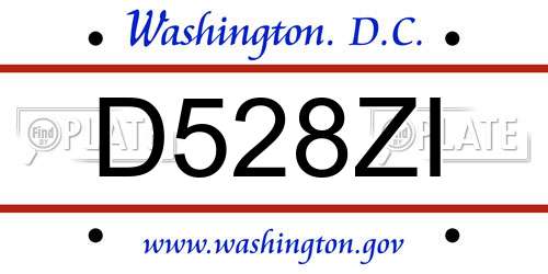 D528ZI District Of Columbia License Plate