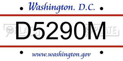 D5290M District Of Columbia License Plate