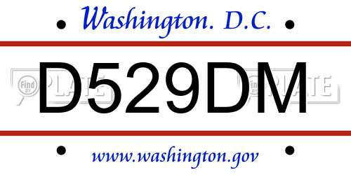 D529DM District Of Columbia License Plate