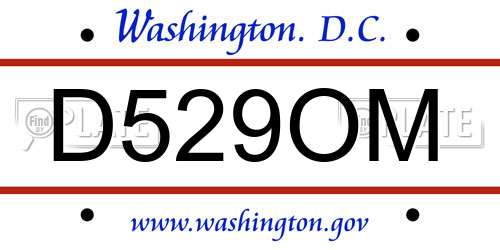 D529OM District Of Columbia License Plate