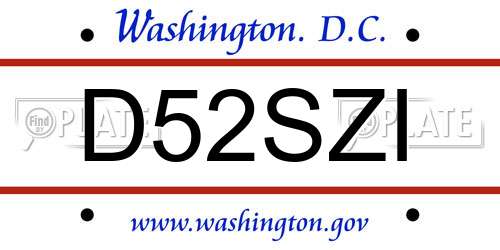 D52SZI District Of Columbia License Plate