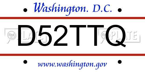 D52TTQ District Of Columbia License Plate