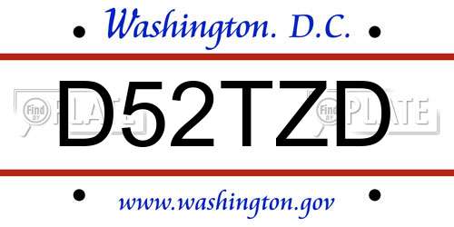 D52TZD District Of Columbia License Plate