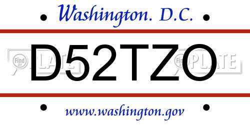 D52TZO District Of Columbia License Plate