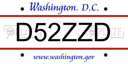 D52ZZD District Of Columbia License Plate