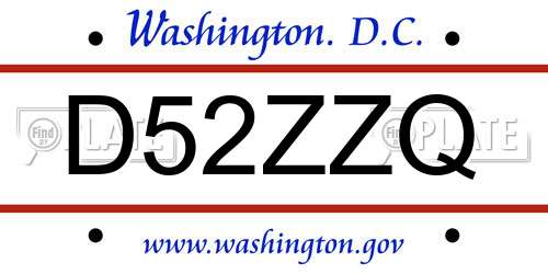 D52ZZQ District Of Columbia License Plate
