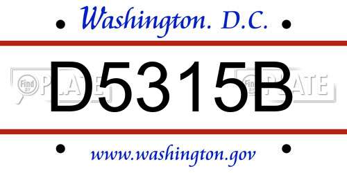 D5315B District Of Columbia License Plate