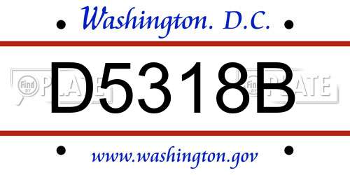 D5318B District Of Columbia License Plate
