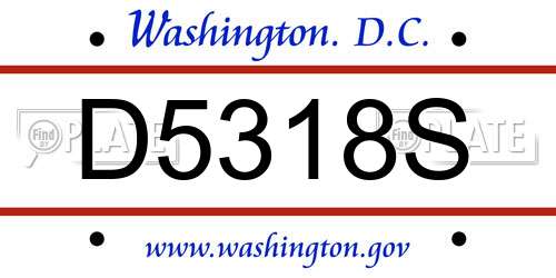 D5318S District Of Columbia License Plate
