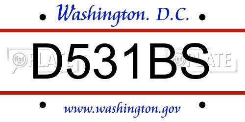 D531BS District Of Columbia License Plate