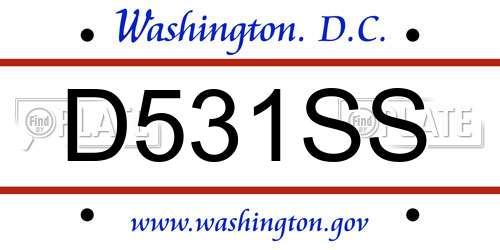 D531SS District Of Columbia License Plate