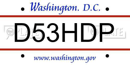D53HDP District Of Columbia License Plate