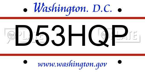 D53HQP District Of Columbia License Plate