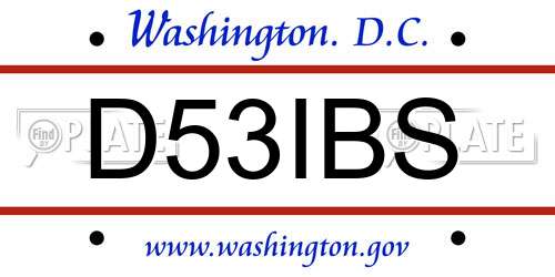 D53IBS District Of Columbia License Plate
