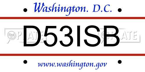 D53ISB District Of Columbia License Plate