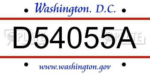 D54055A District Of Columbia License Plate