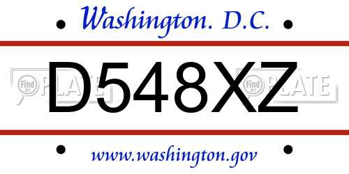 D548XZ District Of Columbia License Plate