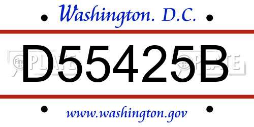 D55425B District Of Columbia License Plate