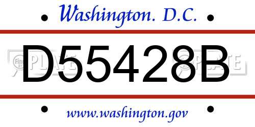 D55428B District Of Columbia License Plate