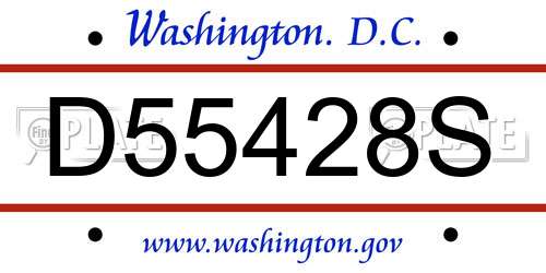 D55428S District Of Columbia License Plate
