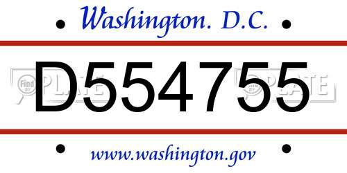 D554755 District Of Columbia License Plate