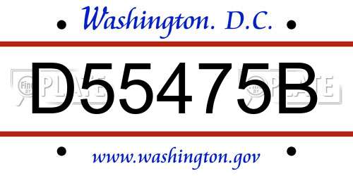 D55475B District Of Columbia License Plate