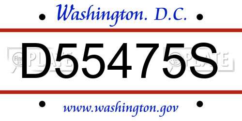 D55475S District Of Columbia License Plate