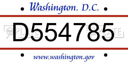 D554785 District Of Columbia License Plate