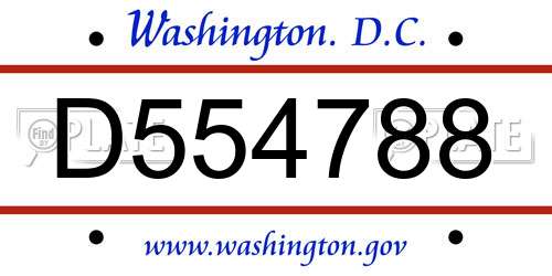D554788 District Of Columbia License Plate